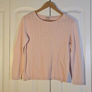 Share Talbots Cable Knit Sweater Women’s Medium Petite Light/Pale Pink Long Slee